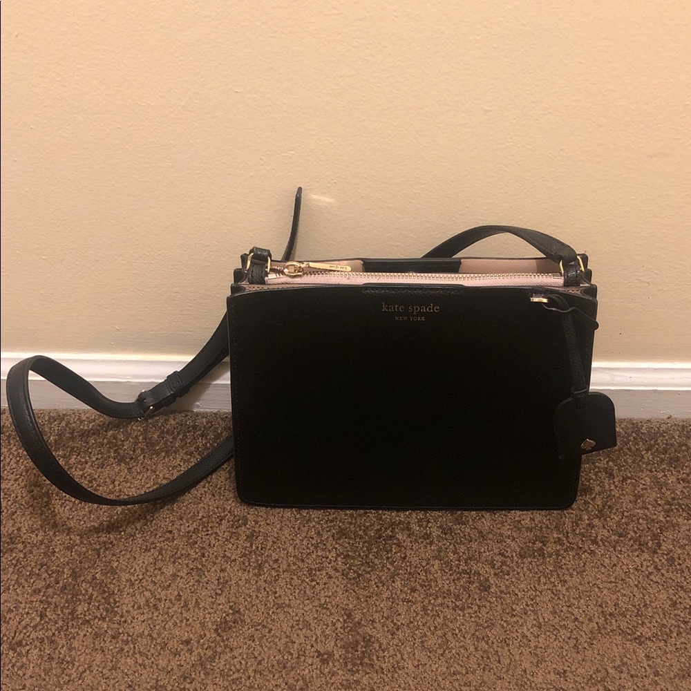 kate spade Black Crossbody with Neutral Color Interior Trim and Gold Hardware